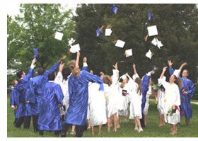 Cap throwing at Queen Anne School